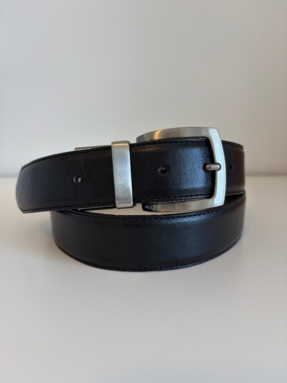 Men's Black Belt Silver Buckle Size 40
